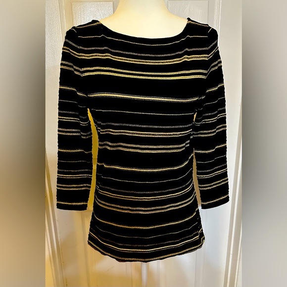 Ralph Lauren Tops - Ralph Lauren Top Green Label long Sleeve Black Gold Stripe Top Size Small